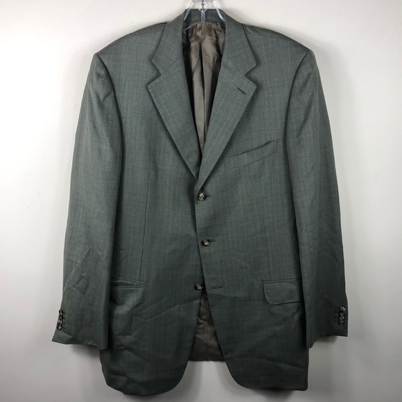 Ermenegildo Zegna Green Blue Plaid Wool Blazer 44L - Picture 2 of 9